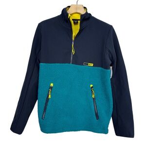 NEFF Men's Throw Back Mock Neck 1/4 Zip Pullover Jacket Size S‎ Blue Teal